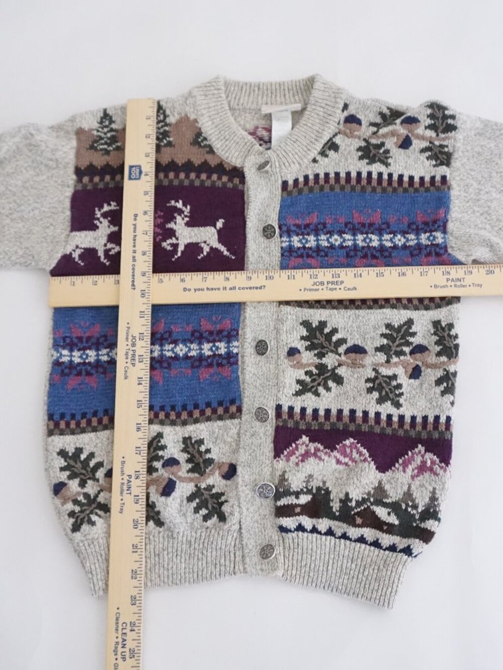 Vintage Northern Reflections Cream Deer Scenic Button Knit Cardigan Fair Isle S - Picture 3 of 10